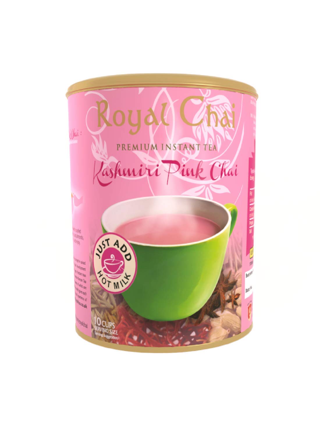 Royal Chai Kashmiri Pink Unsweetened Instant Chai Powder | 400g Tub