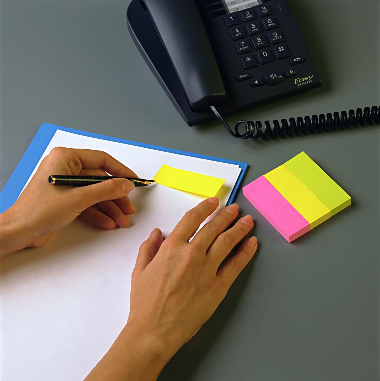 Post-it 670-5 Note Page Markers - 15mm x 50mm | Orange/Green/Yellow/Pink/Neon Pink | 100 Sheets