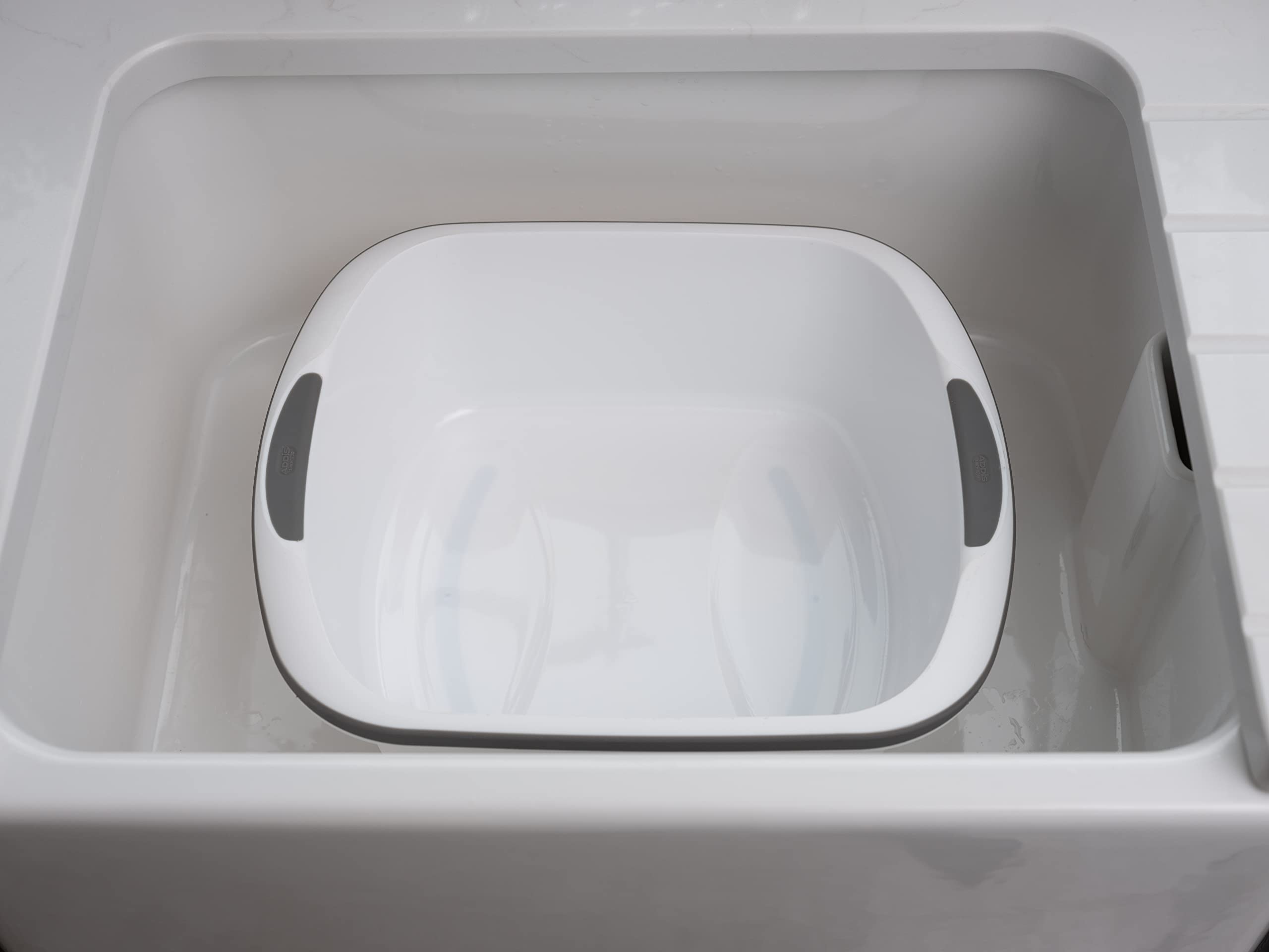 Addis Large Rectangular Washing Up Bowl - 9.5 Litre Capacity, White & Grey 2