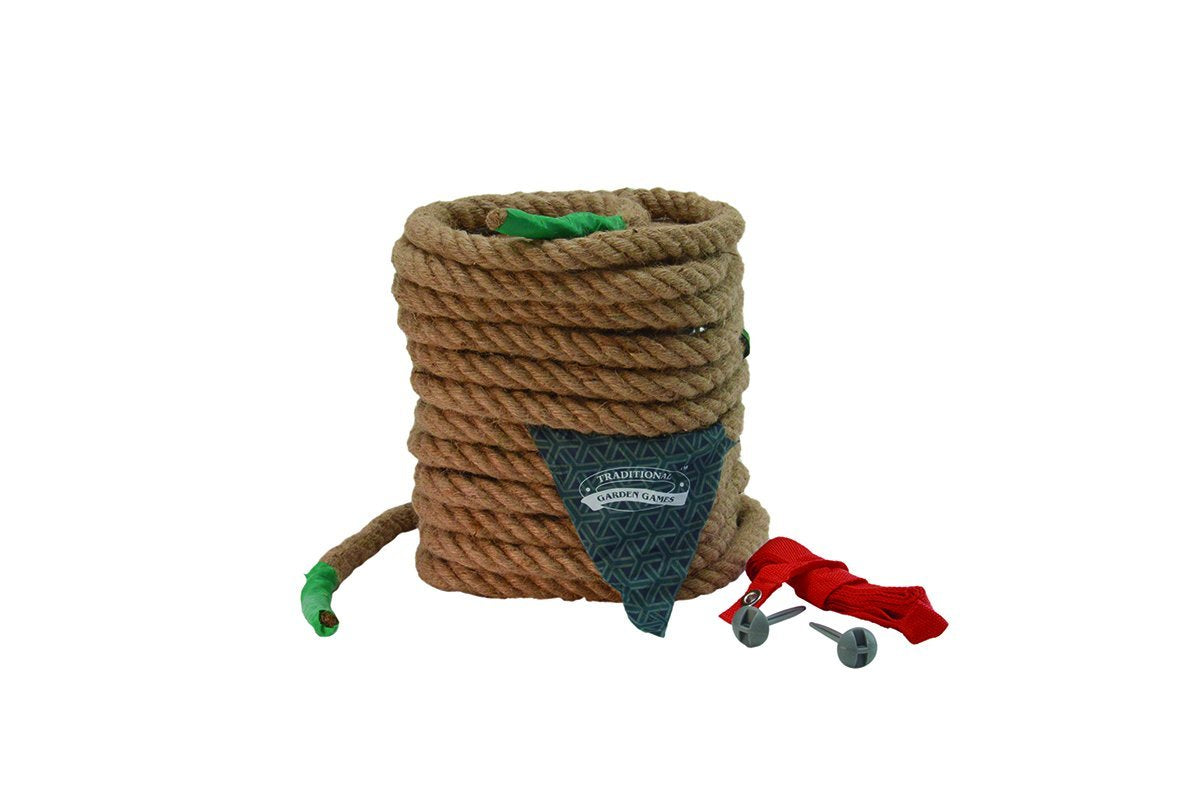 Traditional Garden Games Tug of War Game Set - 10m Natural Rope | Unisex Children | Ages 3+