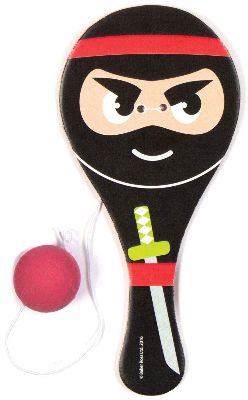 Baker Ross Ninja Paddle Bat and Ball Game - Assorted Designs (Pack of 4) | 15cm Wood Bat 6