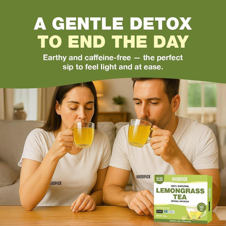 HANDPICK Lemongrass Tea Bags (100 Count) Non-GMO, Caffeine Free
