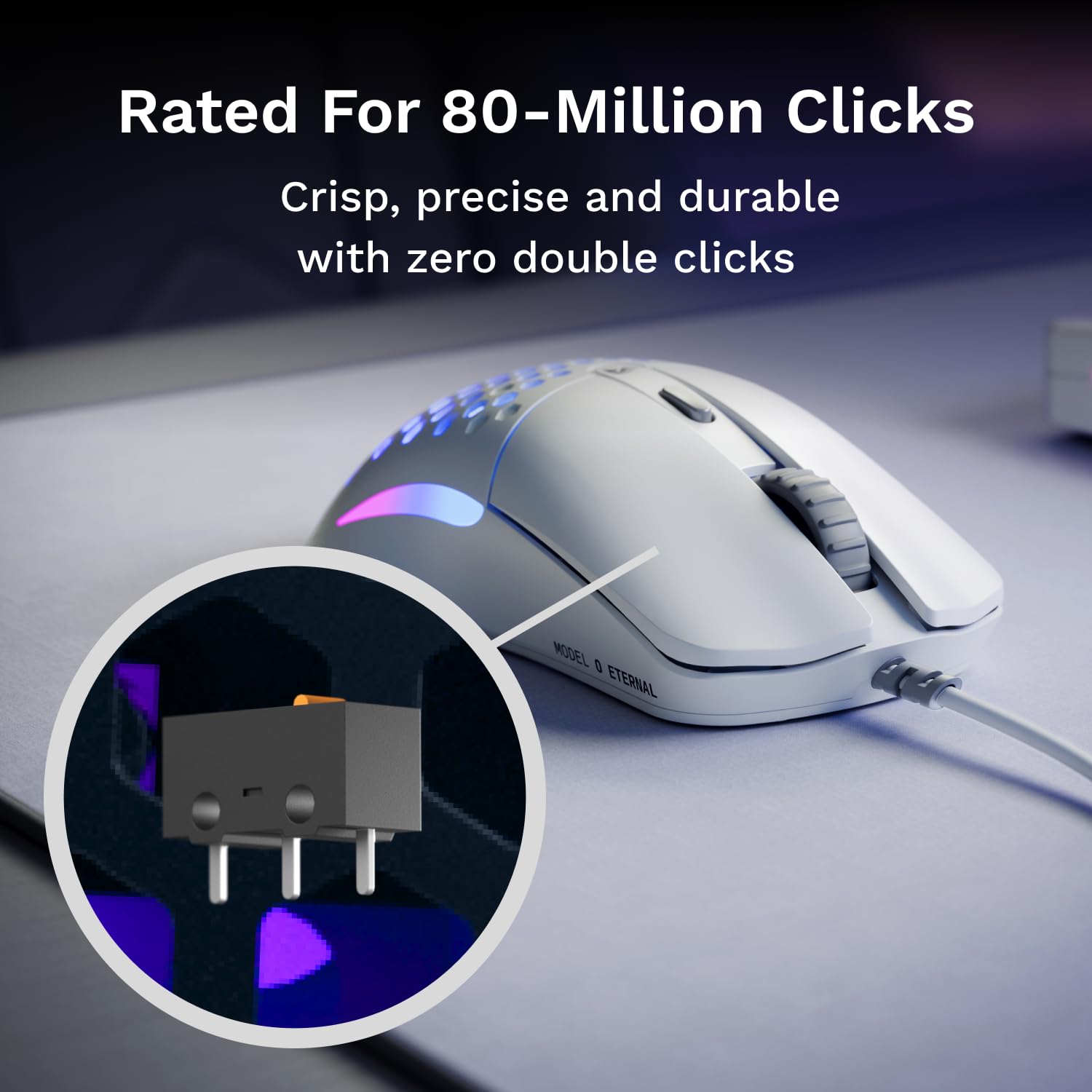 GLORIOUS Model O Eternal Ultralight RGB Gaming Mouse - White | 55g | 6 Programmable Buttons | 12K DPI 5