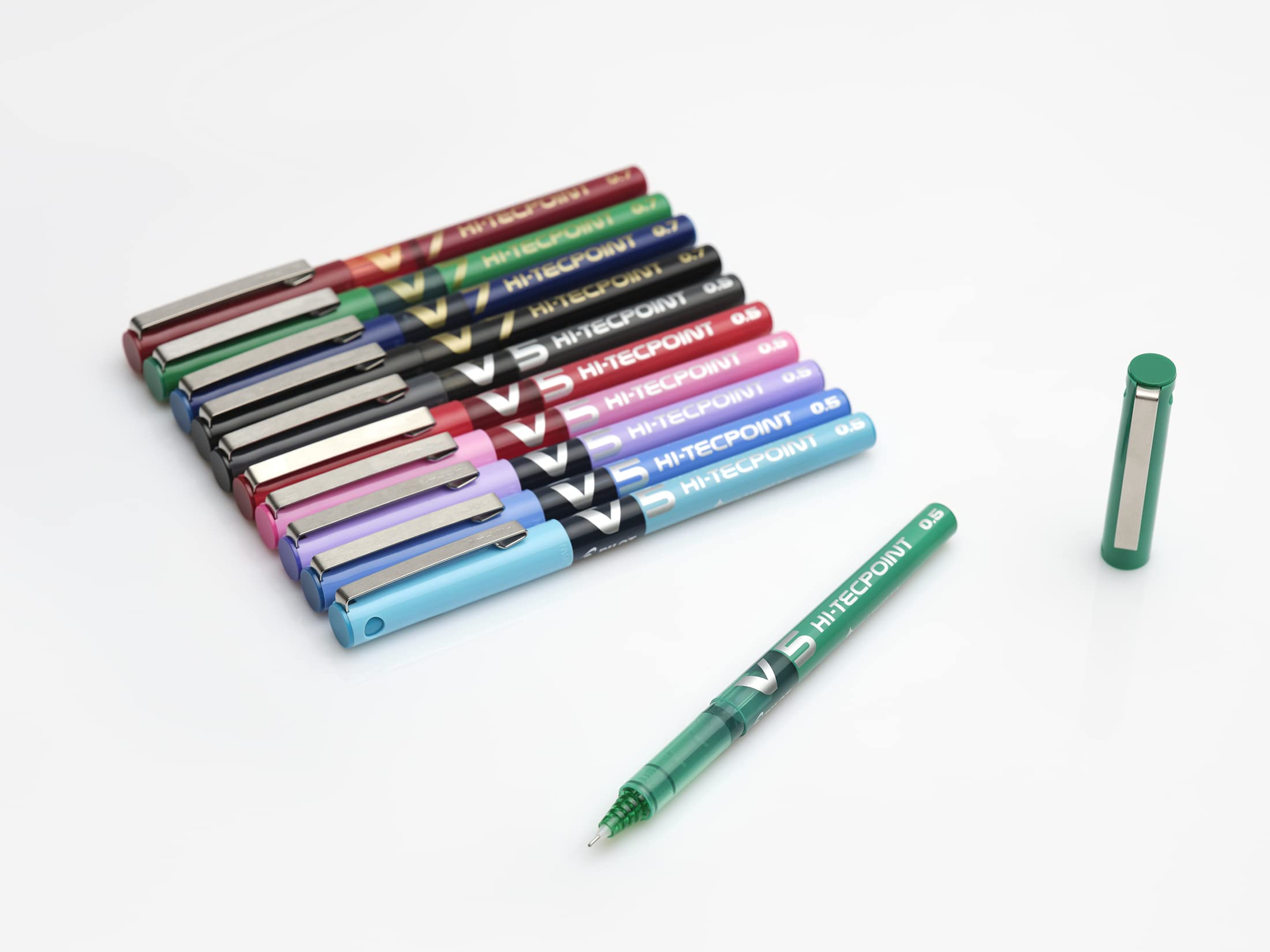 PILOT V5 Hi-Tecpoint Liquid Ink Rollerball Pen - Fine 0.5mm Tip | Pack of 5 Black Pens 4