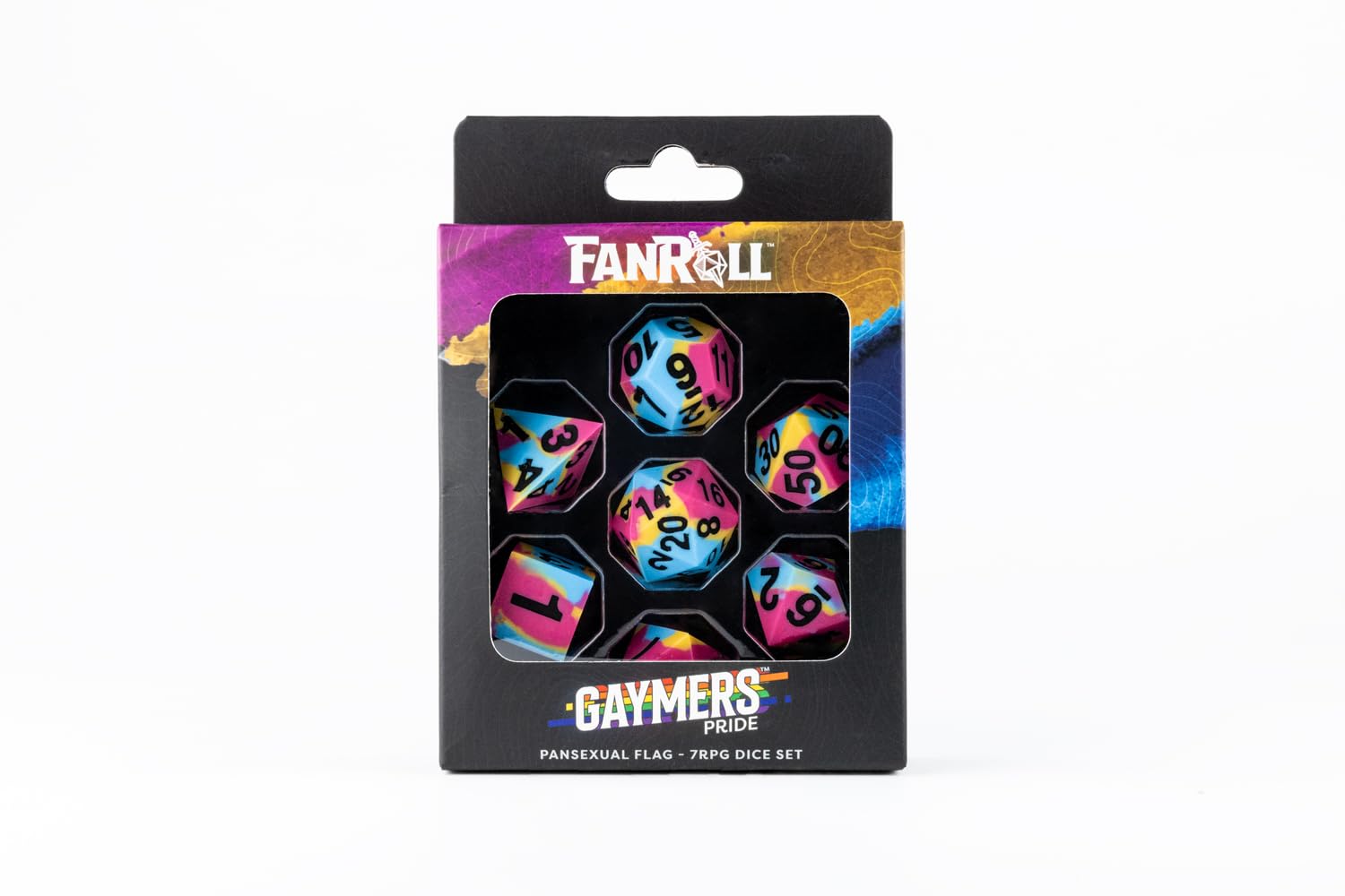 FanRoll Pansexual Sharp Edge Silicone Polyhedral Dice Set (16mm, 7-Piece) 3