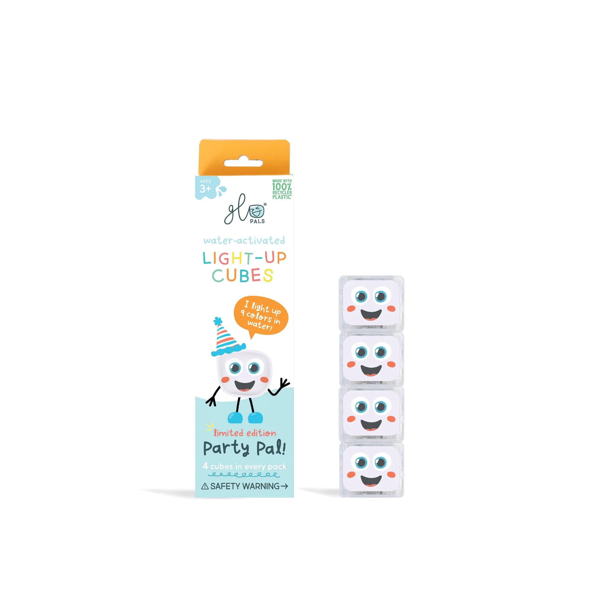 Glo Pals Water-Activated Light-Up Sensory Bath Toy Cubes - Party Pack | 4 Count | Ages 3+