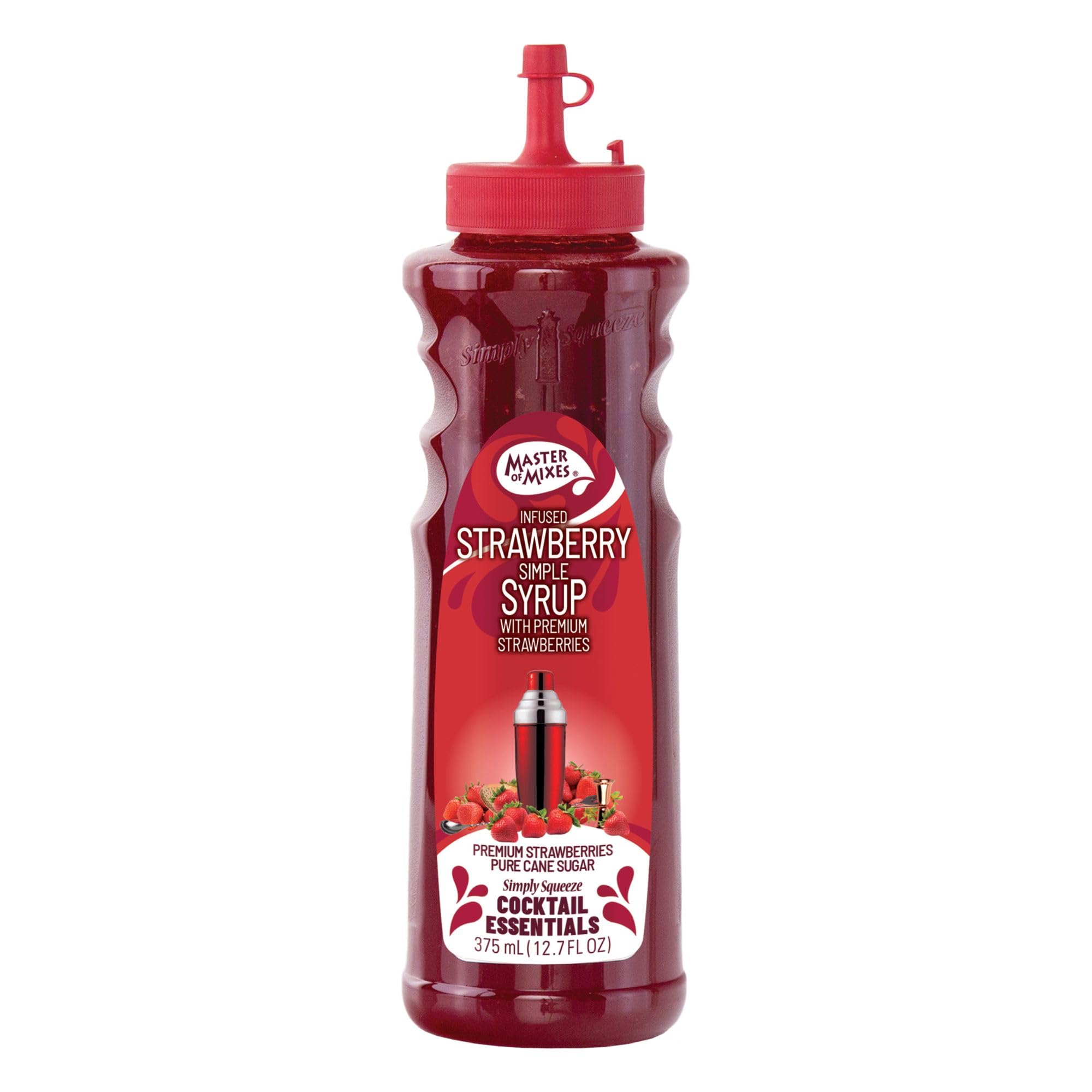 Master of Mixes Strawberry Syrup - Cocktail Essential | 375 ml | Vegan, Kosher