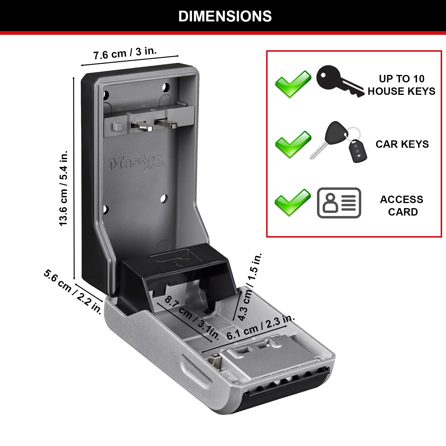 Master Lock 5481EURD Wall Mounted Key Safe - High Security Aluminium Body | Increased Capacity | Weather Resistant 6