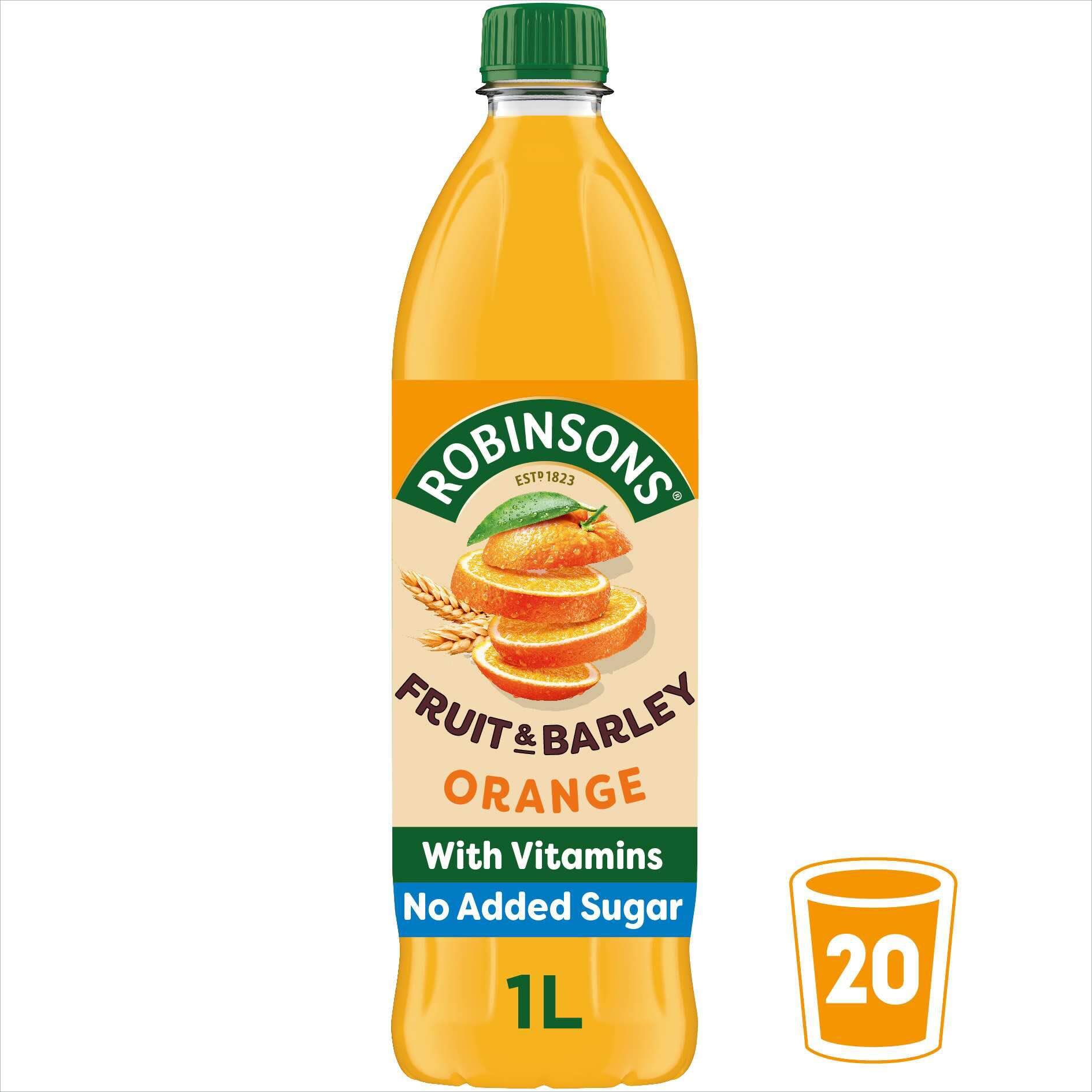 Robinsons Fruit & Barley Orange Squash Concentrate | 1L Bottle | No Added Sugar 2