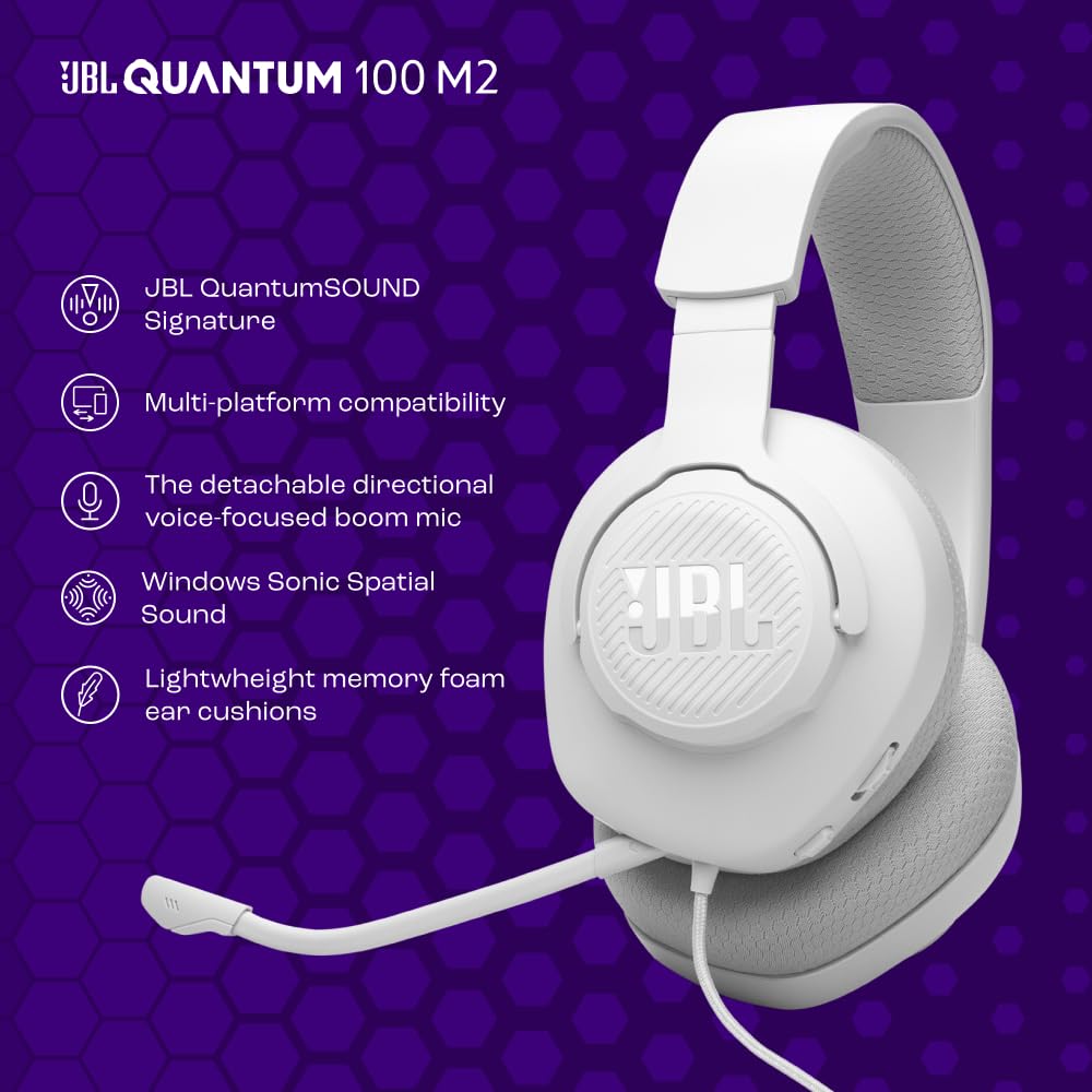 JBL Quantum 100M2 Wired Over-Ear Gaming Headset with JBL QuantumSOUND Signa 7