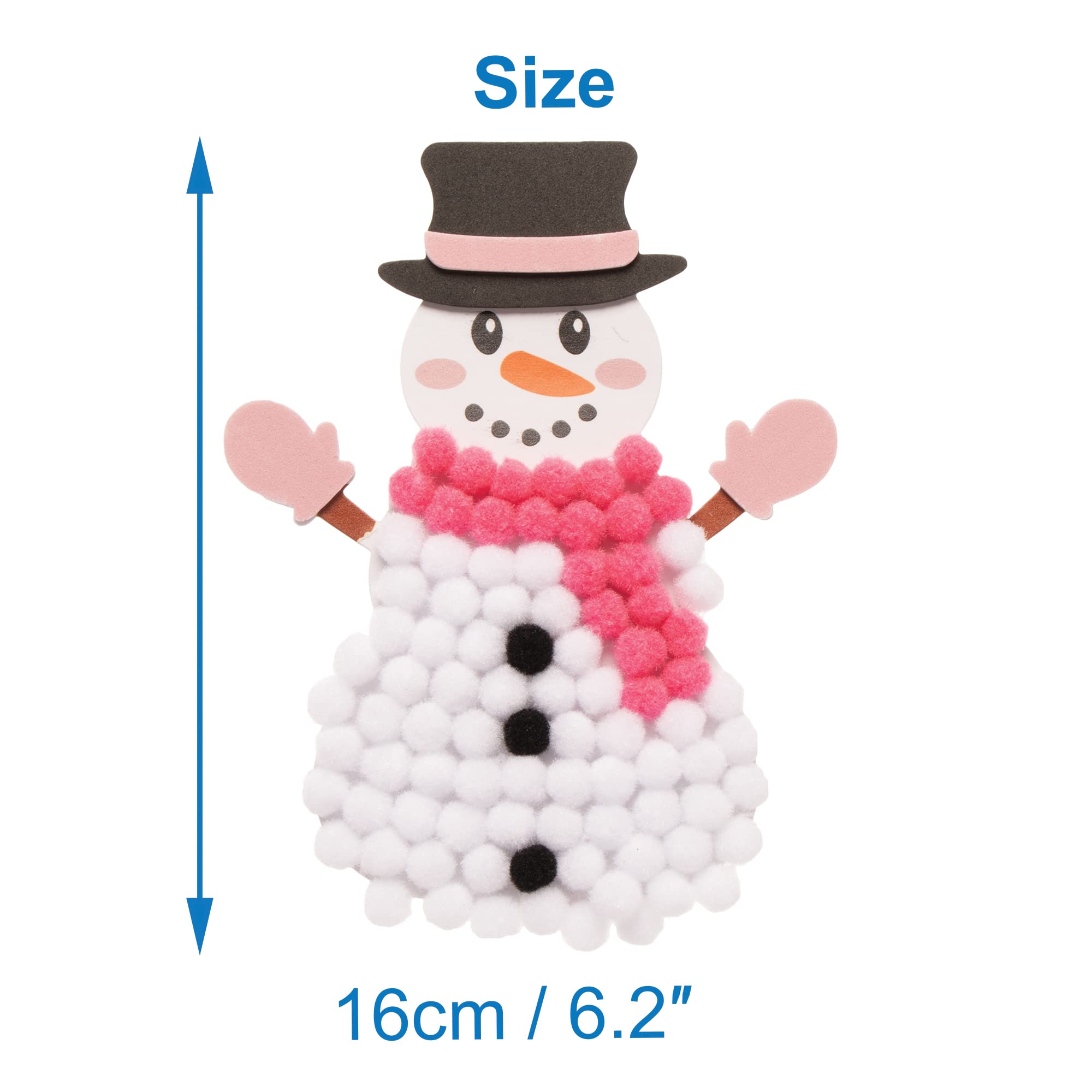 Baker Ross Snowman Pom Pom Art Kit - Pack of 5 Christmas Craft Kits for Kids 9