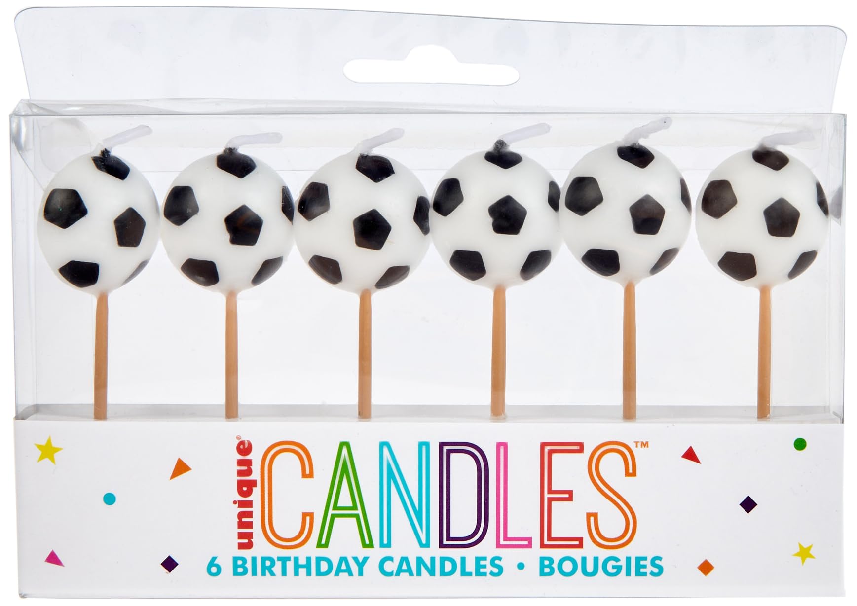 Unique Black & White Soccer Ball Birthday Candles - 7cm, Pack of 6 | Wax, Unscented 1