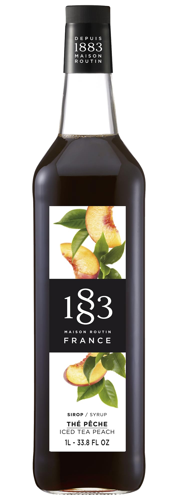 1883 MAISON ROUTIN Premium Peach Iced Tea Syrup | Pure Cane Sugar | 1 L