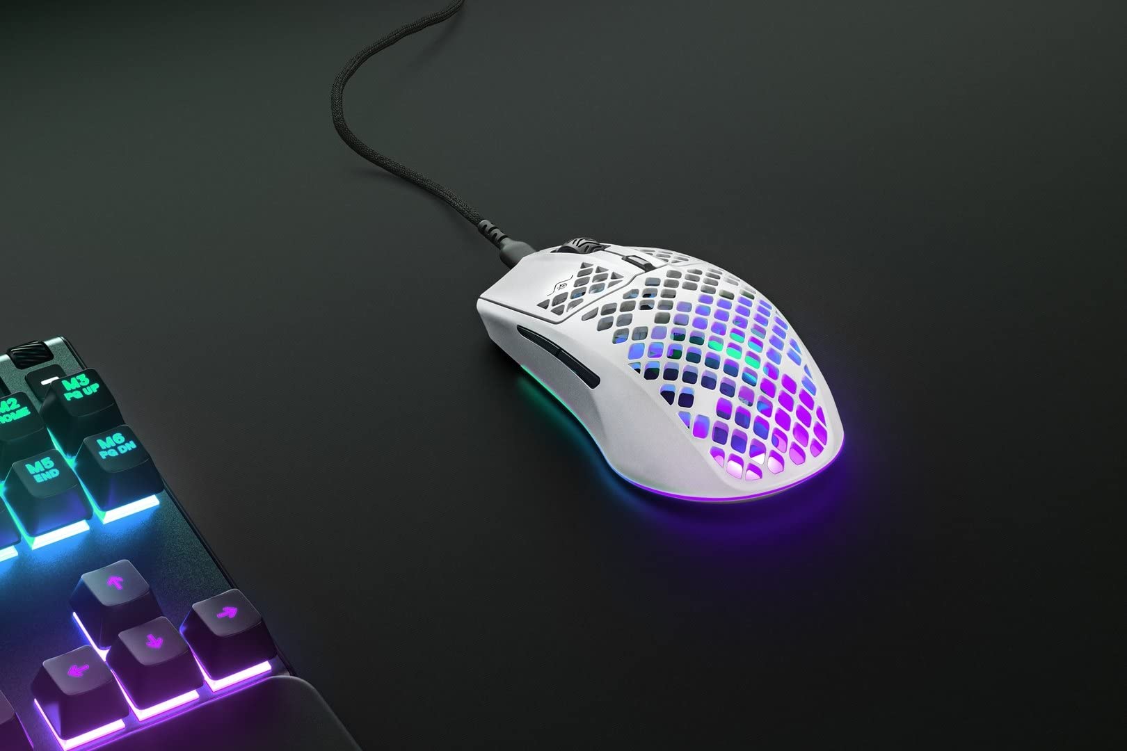 SteelSeries Aerox 3 Snow - Ultra-Lightweight Holey RGB Gaming Mouse, 8500 DPI TrueMove Core Sensor, IP54 Water Resistant, 59g 11