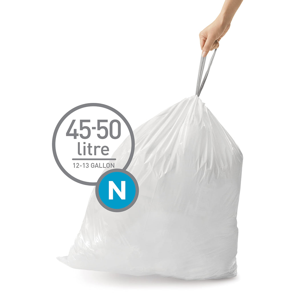simplehuman Code N Custom Fit Bin Liners, White Plastic - Pack of 20