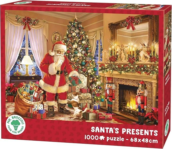 Mr. Broccoli Christmas Puzzle 1000 Pieces - Santa Claus with Gifts by Fireplace