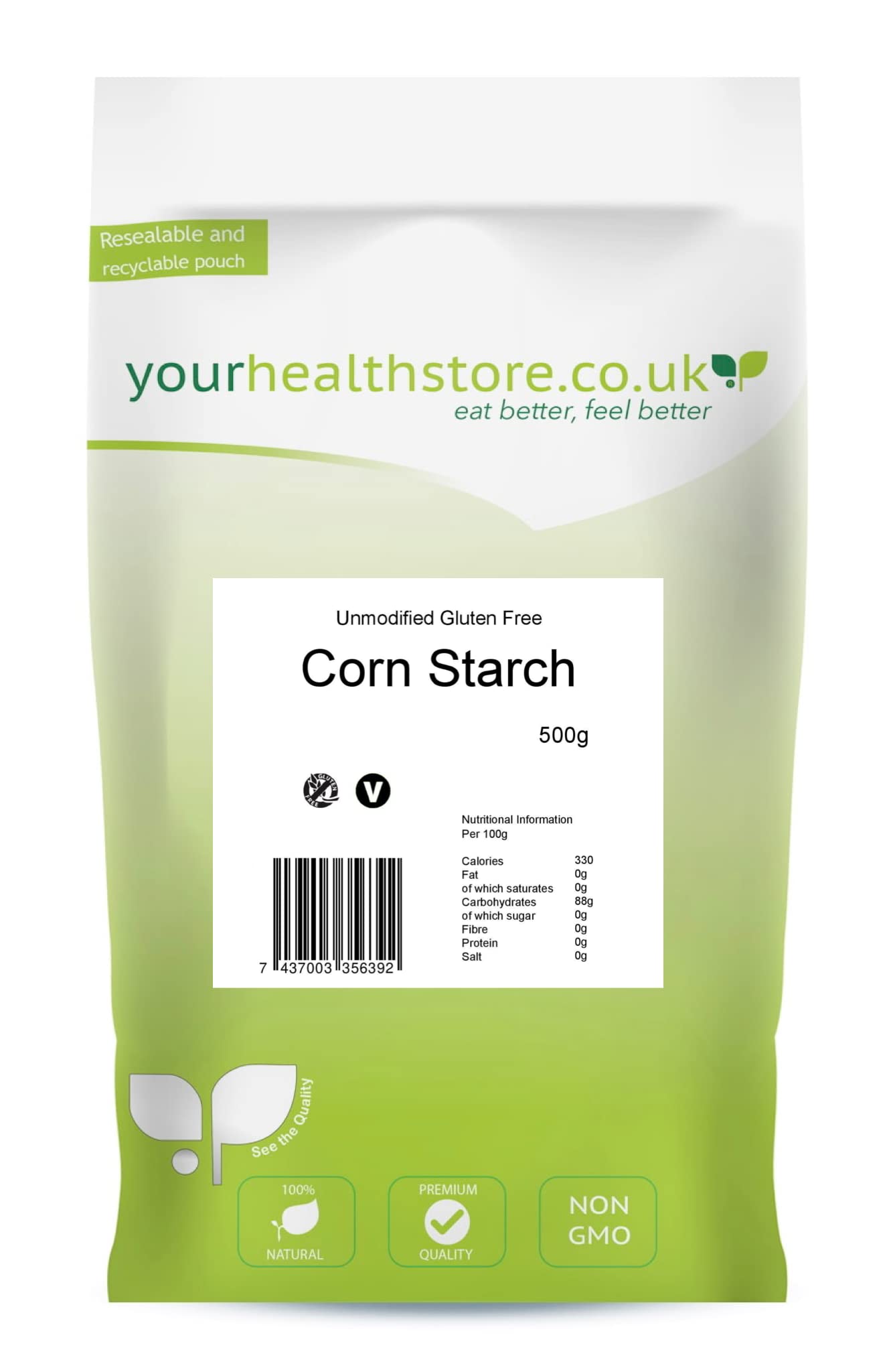 yourhealthstore Unmodified Corn Starch - Gluten Free, Non GMO, Vegan | 500g 1