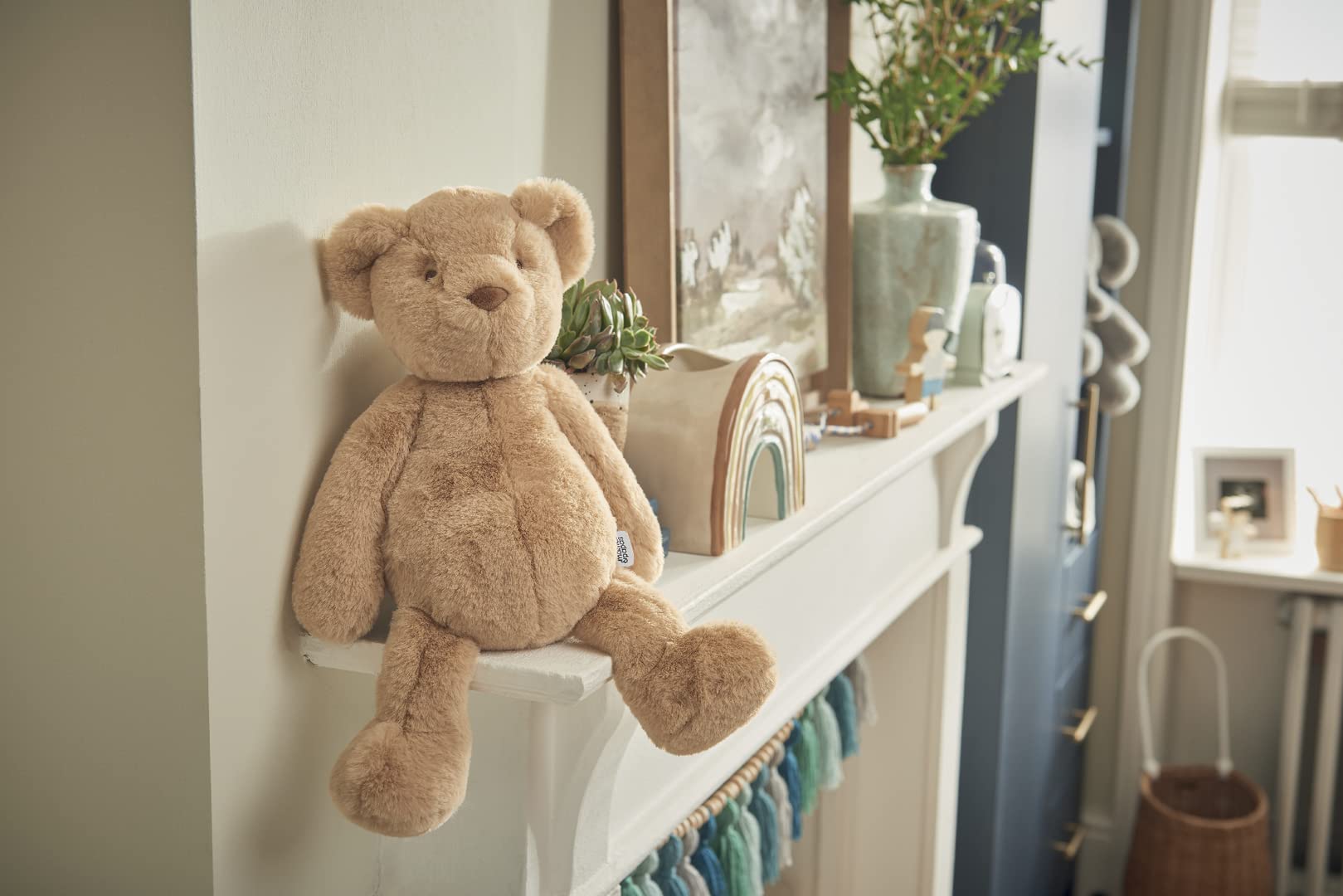 Mamas & Papas Teddy Bear Soft Toy - Super-Cuddly Faux Fur, Hidden Chime, Suitable From Birth 3