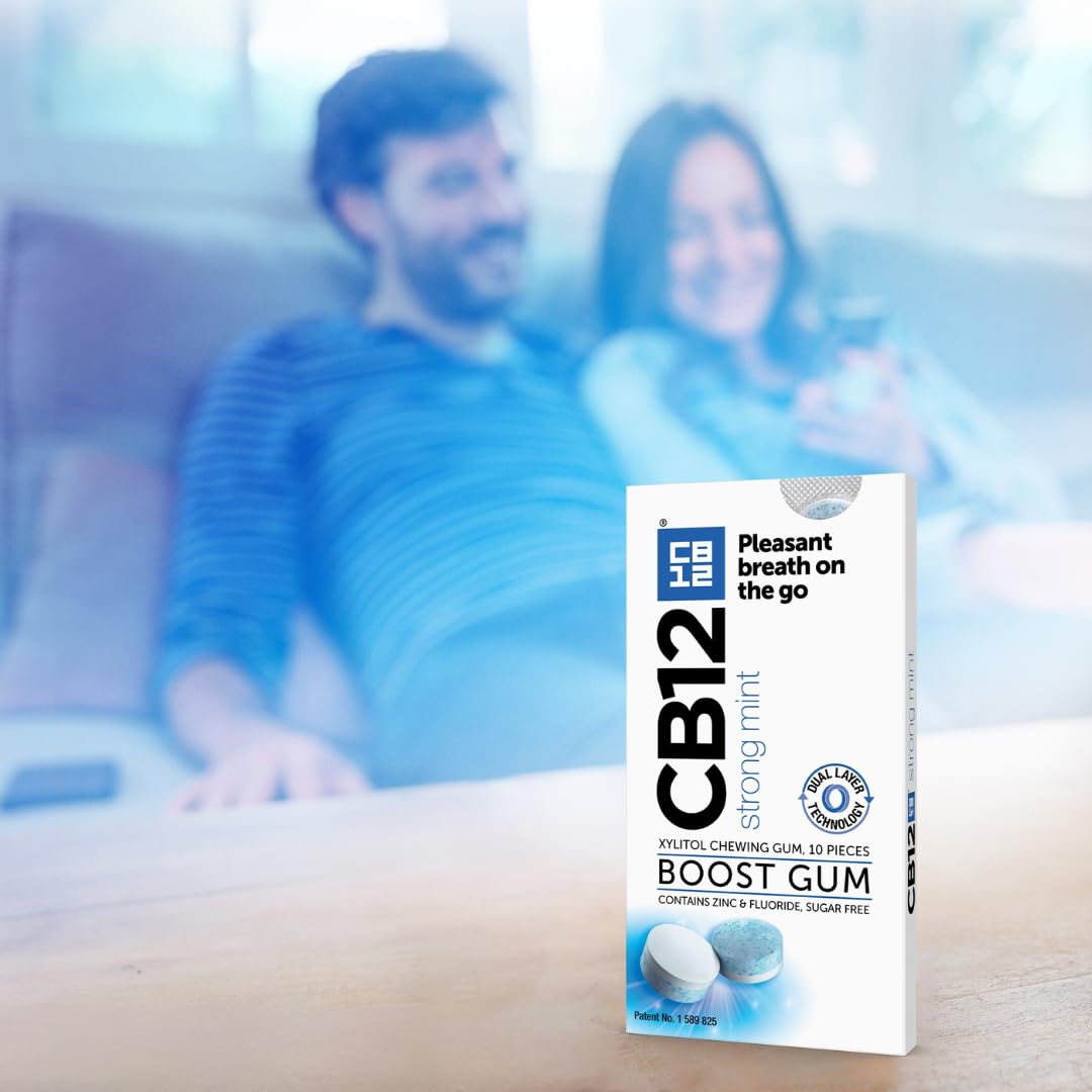 CB12 Boost Chewing Gum - Sugar-Free Cool Mint, Prevents Bad Breath, Strengthens Teeth, 10 Pieces 5