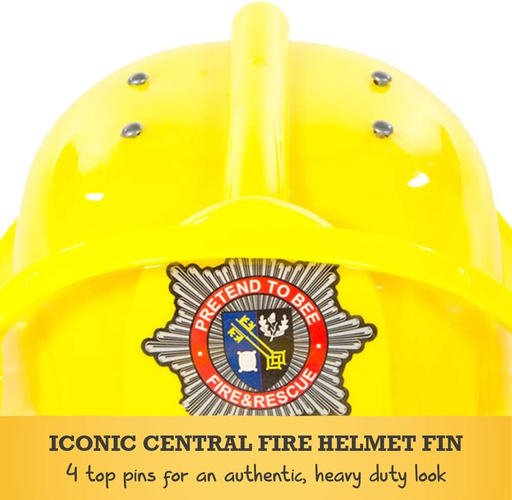 Pretend to Bee Firefighter Helmet with Visor, Kids Fireman Costume Accessory, Yellow Dress Up Helmet for Pretend Play 6