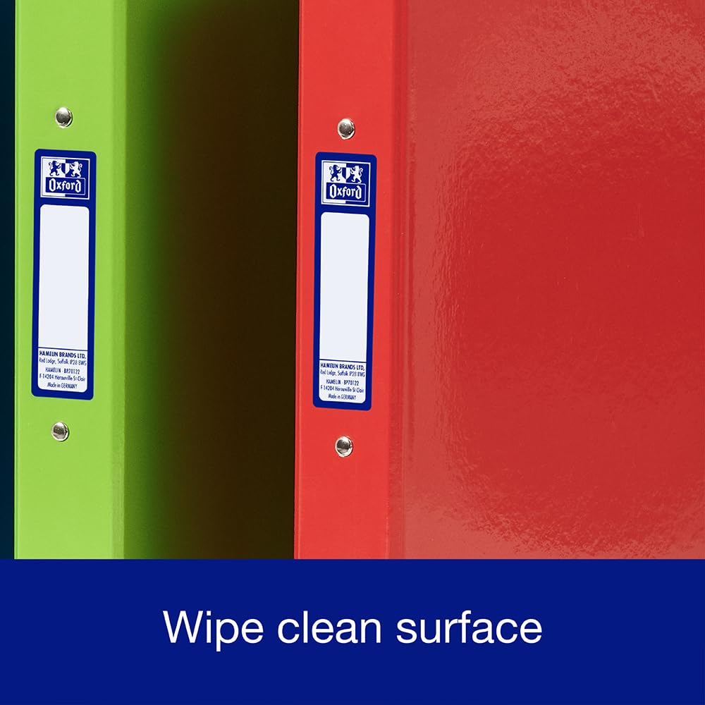 Oxford Premium A4 Ring Binder, Blue Single Folder, 25mm Capacity, Laminated 3