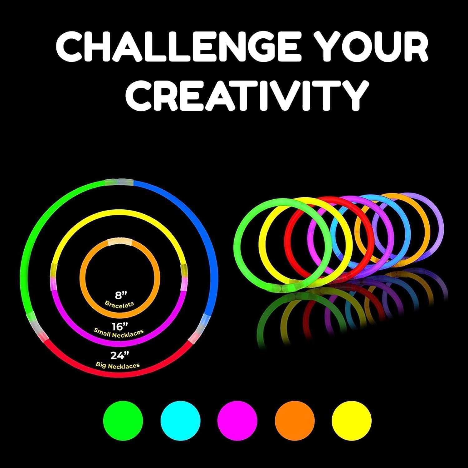 SHATCHI 200Pcs Glow Sticks - Neon Colours | Bracelets, Rings & Necklaces | Unisex Children 8