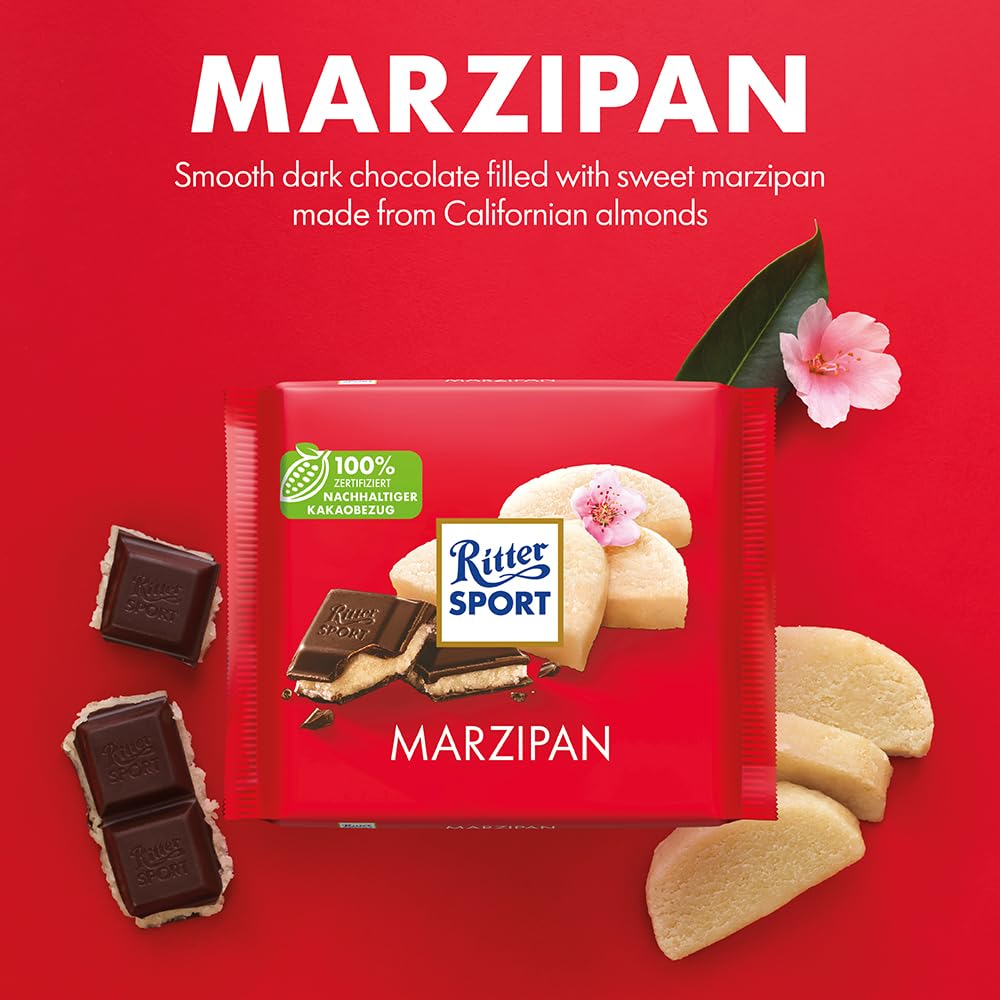 Ritter Sport Dark Chocolate with Marzipan 100g (Pack of 12) 3