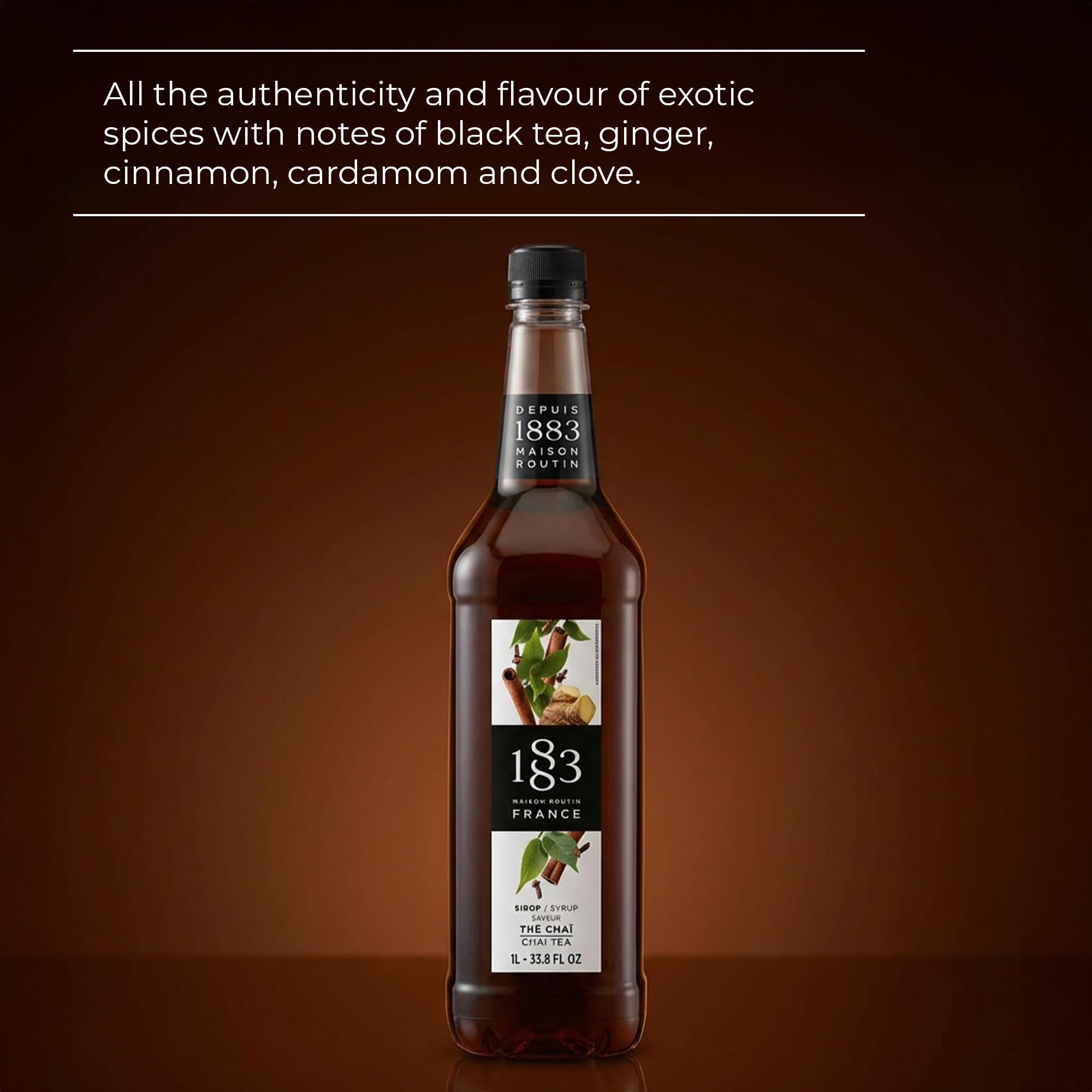 1883 MAISON ROUTIN Premium Chai Tea Syrup for Coffee & Cocktails | Vegan | 1 L