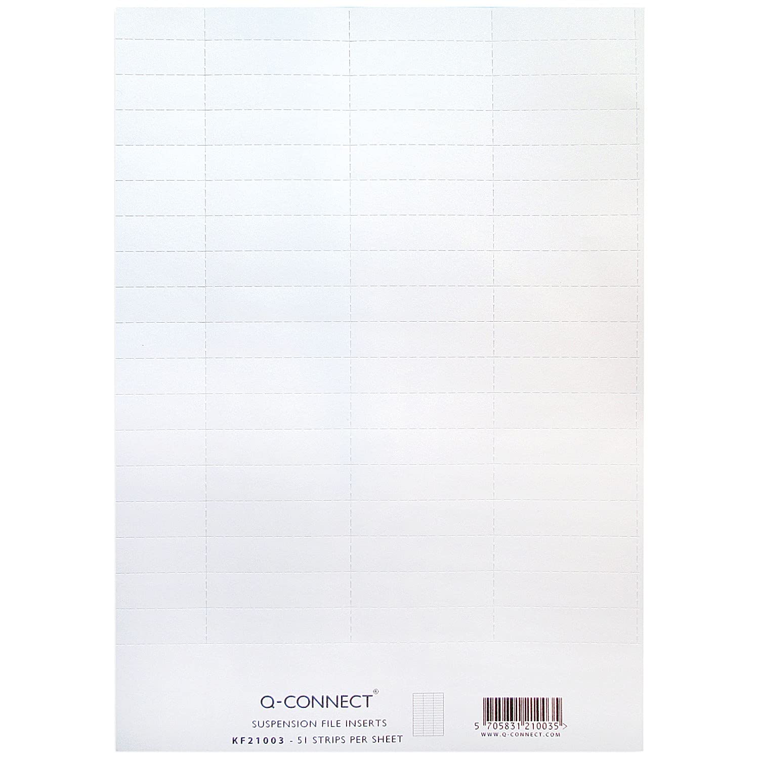 Q-Connect Suspension File Label Inserts - White, A4 Sheet with 51 Perforated Strips (KF21003) 1
