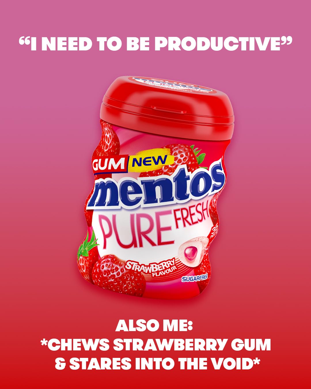 MENTOS Pure Fresh Strawberry Chewing Gum - Sugar-Free, Liquid Filled Centre | 35 Pieces 5