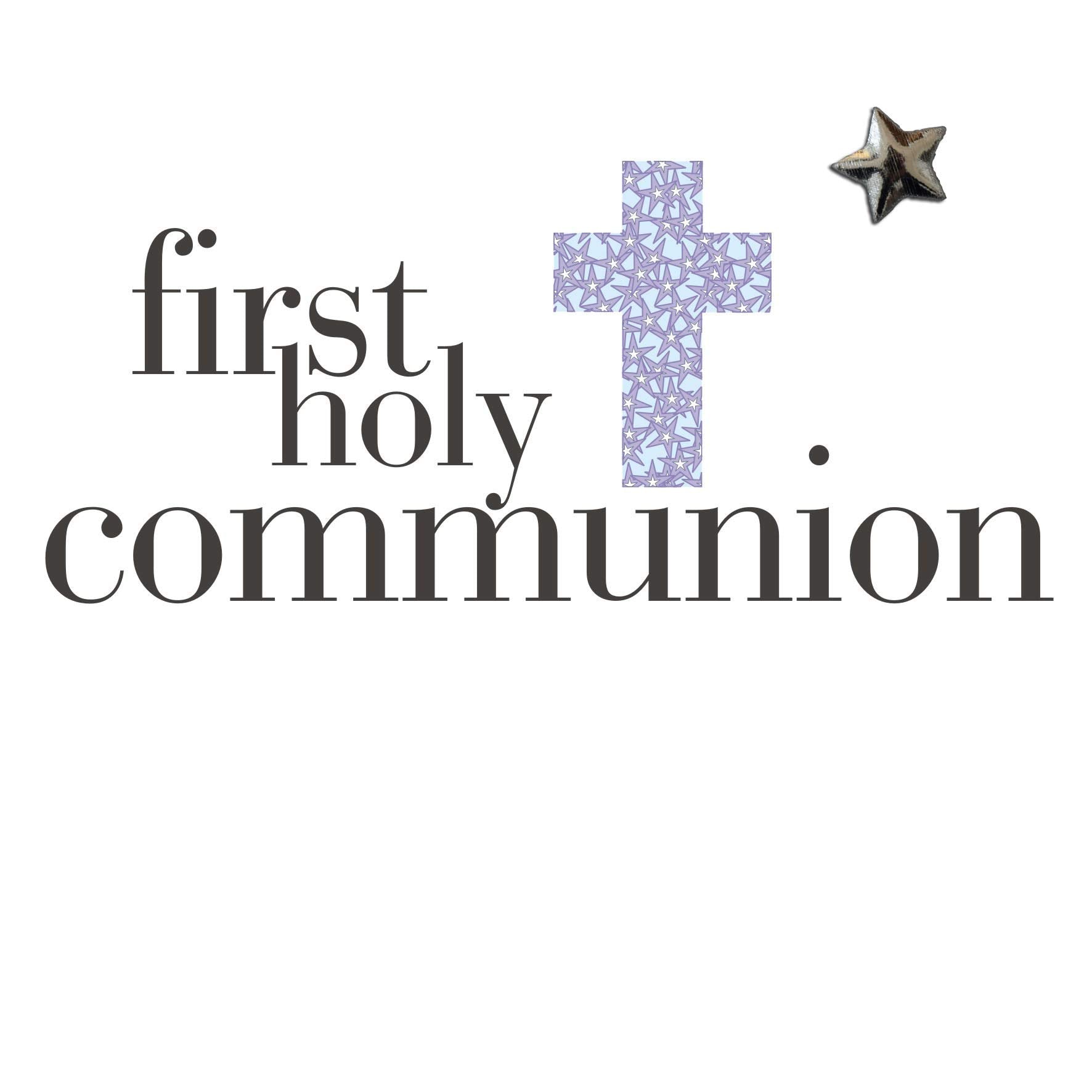 Claire Giles Greeting Cards First Holy Communion Boy Card - Blue Cross, Padded Star, 150x150mm 2