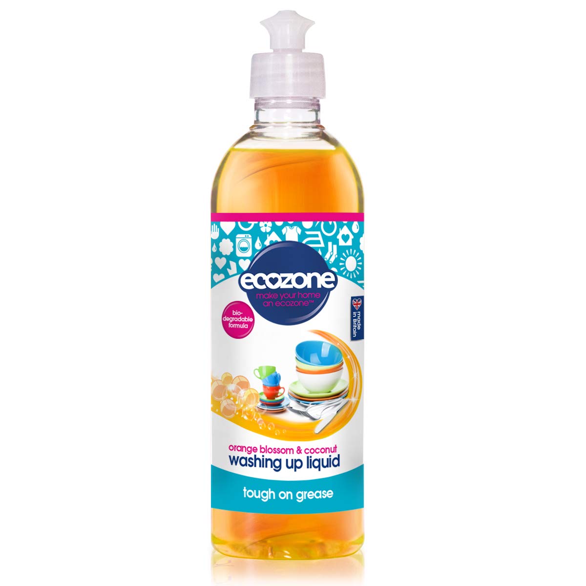 Ecozone Orange & Blossom Coconut Washing-Up Liquid - Powerful Grease Cutting | 500ml | Vegan & Cruelty-Free 1
