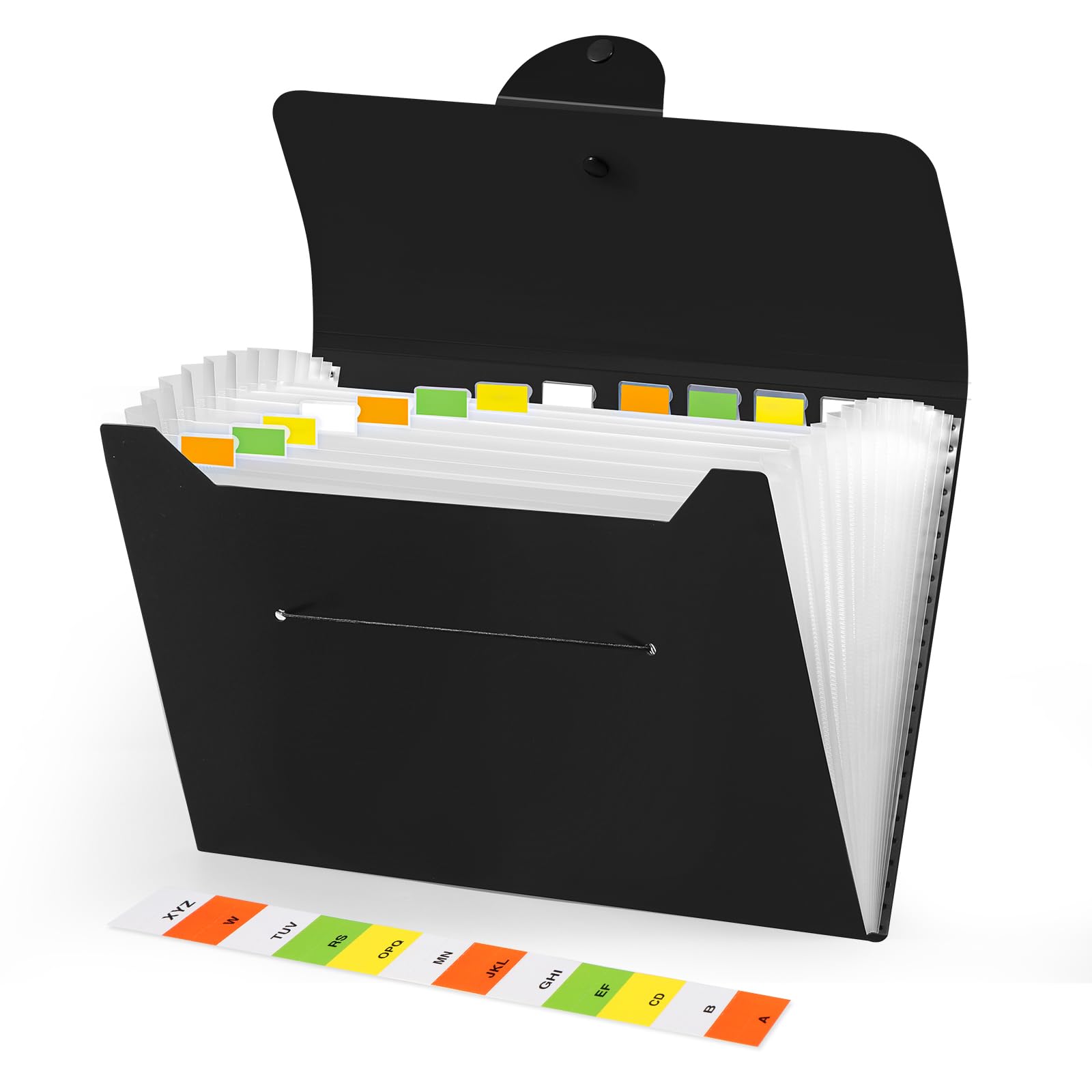 Brencco Expanding File Folder - 13 Pockets, Black Polypropylene (PP) Document Organizer | Snap Closure 1