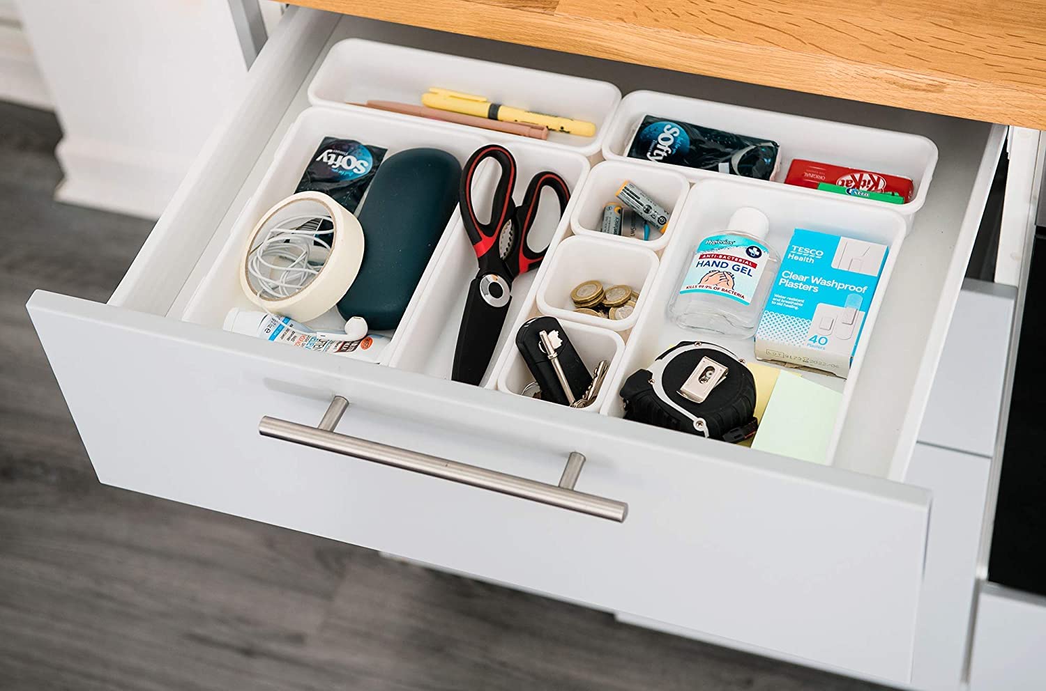 Addis Interlocking Drawer Organiser Trays Set - 8 Piece, White Plastic | Customizable Fit 2