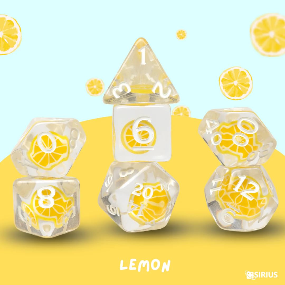Sirius Dice Fruit Slice Dice Set - Lemon | 7-Piece Set | Plastic 2
