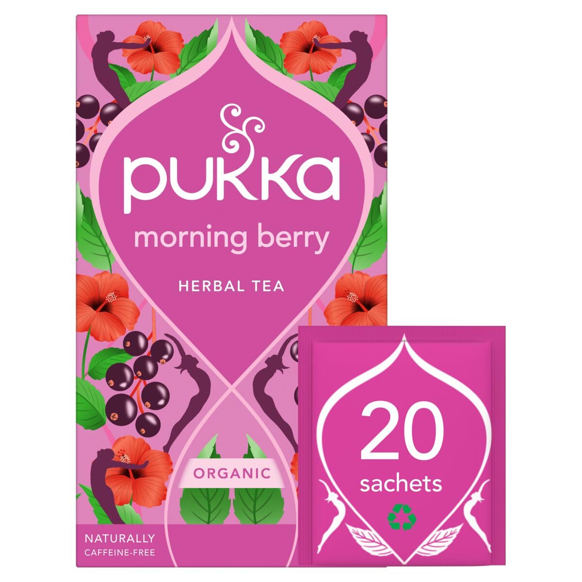 Pukka Herbs Morning Berry Organic Herbal Tea Blend - Caffeine-Free, Active Energy Range | 34g