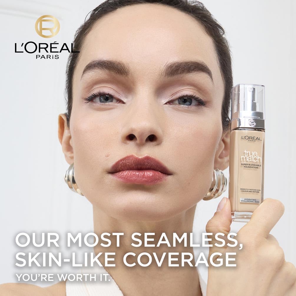 L'Oréal Paris True Match Liquid Foundation - Skincare Infused with Hyaluronic Acid, SPF 16, 1.W Golden Ivory, 30 ml 5