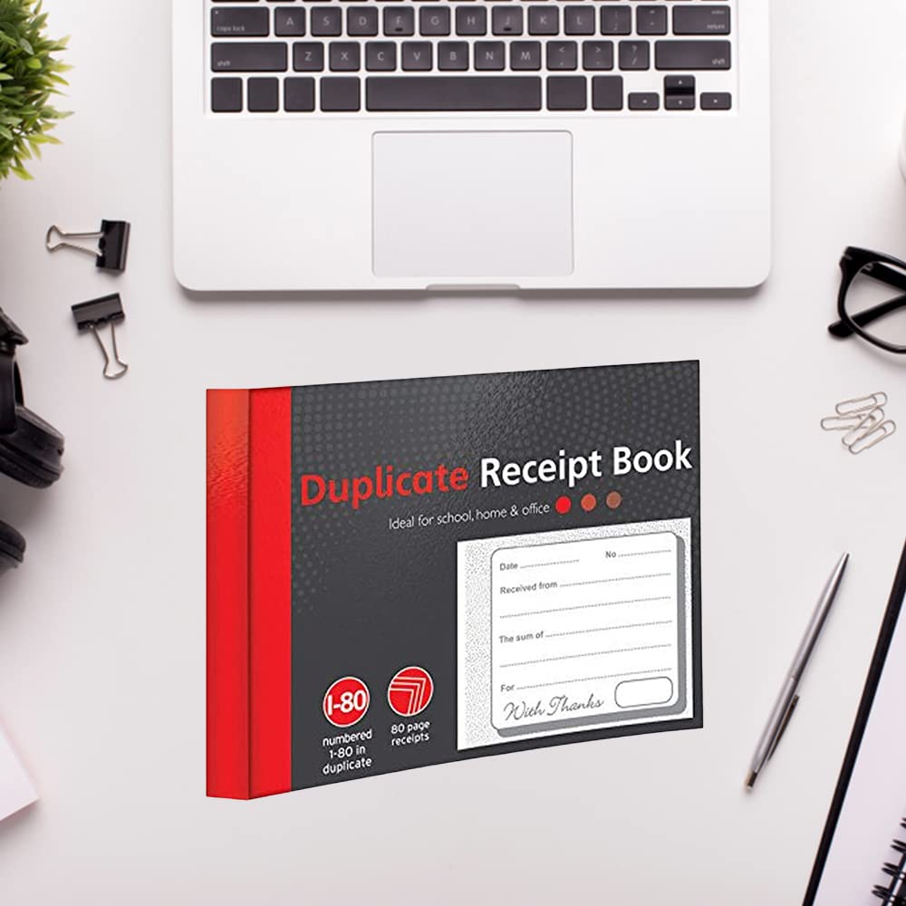 1ABOVE Duplicate Receipt Book - 80 Numbered Pages | Half Size (5"x4") | Duplicate Copy Record Keeping 6