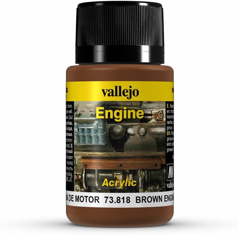 Vallejo Weathering Effects Brown Engine Soot Acrylic Paint Bottle (40 ml)