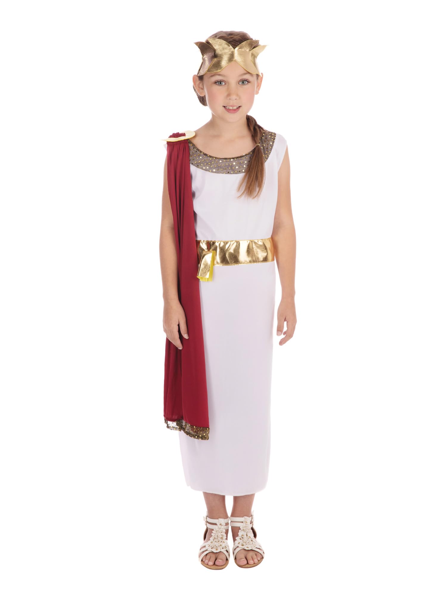 Bristol Novelty Goddess Costume - White Toga with Drape | Polyester | Size 10-12 Years