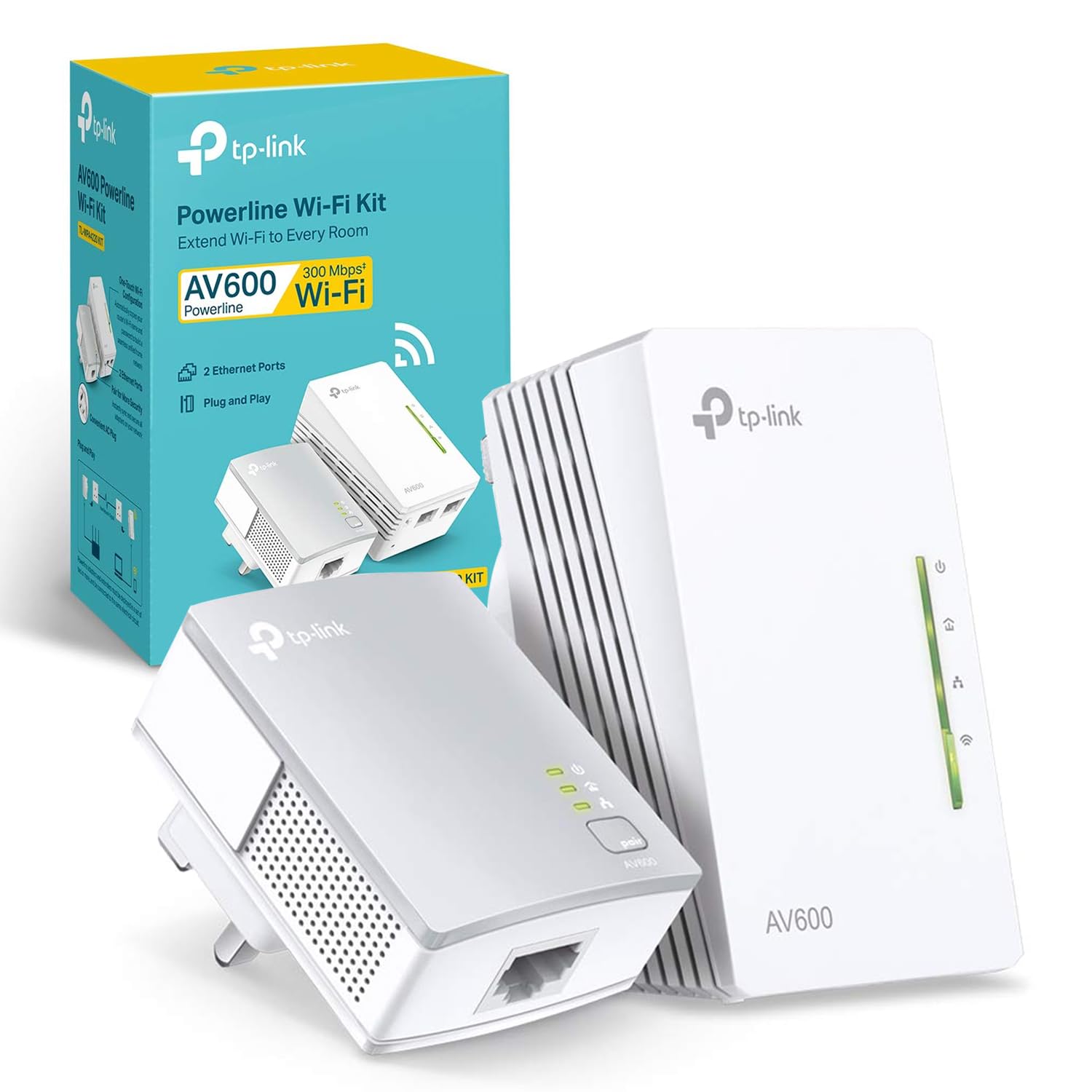 TP-Link TL-WPA4220KIT AV600 Powerline Adapter WiFi Extender Kit - 600Mbps Speeds, 300m Range, 2 Ethernet Ports, Black 1