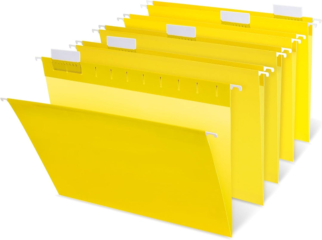 Pendaflex 81606EE Recycled Hanging Folders, Letter Size, Yellow, 1/5 Cut, 25/BX - Eco-Friendly Office Filing Solution