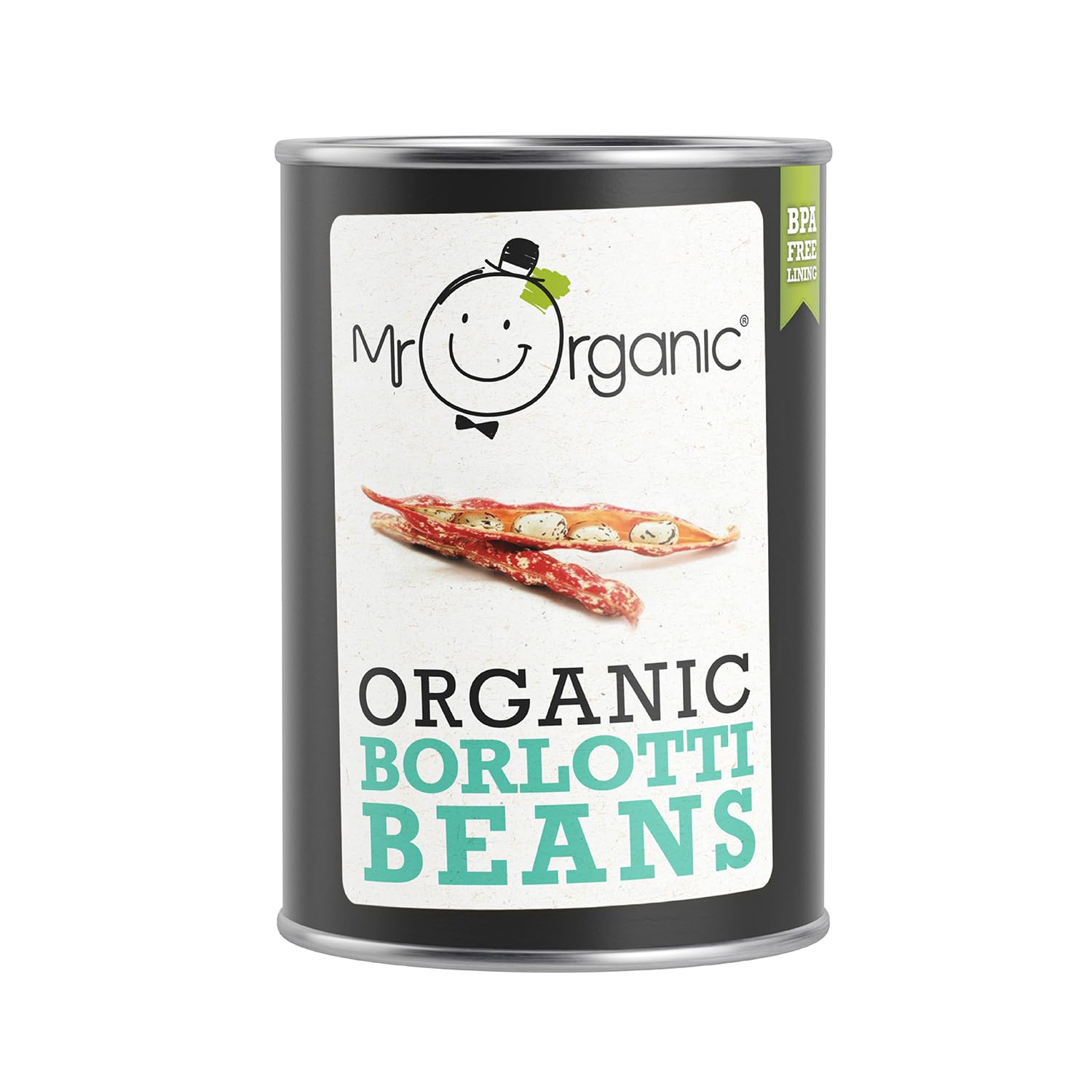 Mr Organic Borlotti Beans - Certified Organic, Ready to Eat | 400g Tin