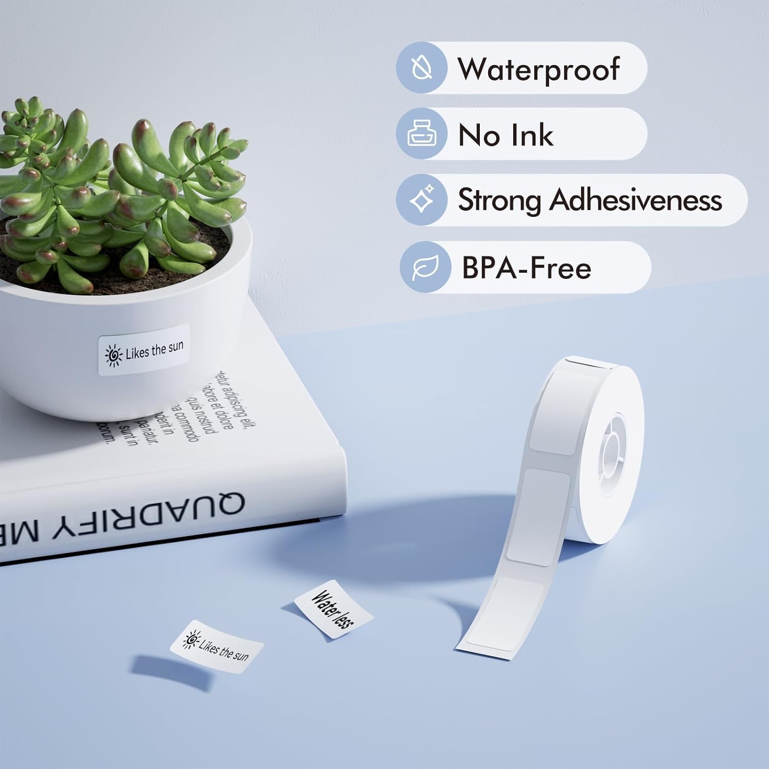 NIIMBOT Thermal Printer Labels - 15x30mm White Stickers | 210 Labels/Roll | Compatible with D11/D110/D101 4