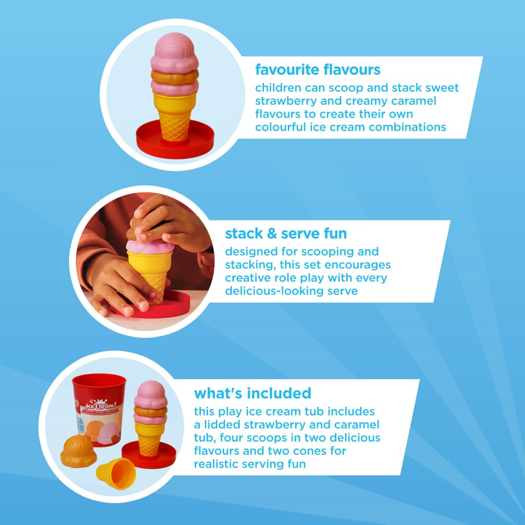 Casdon Walls Ice Cream Tub Toy - Strawberry & Caramel | Pretend Play Set | Ages 2+ 4