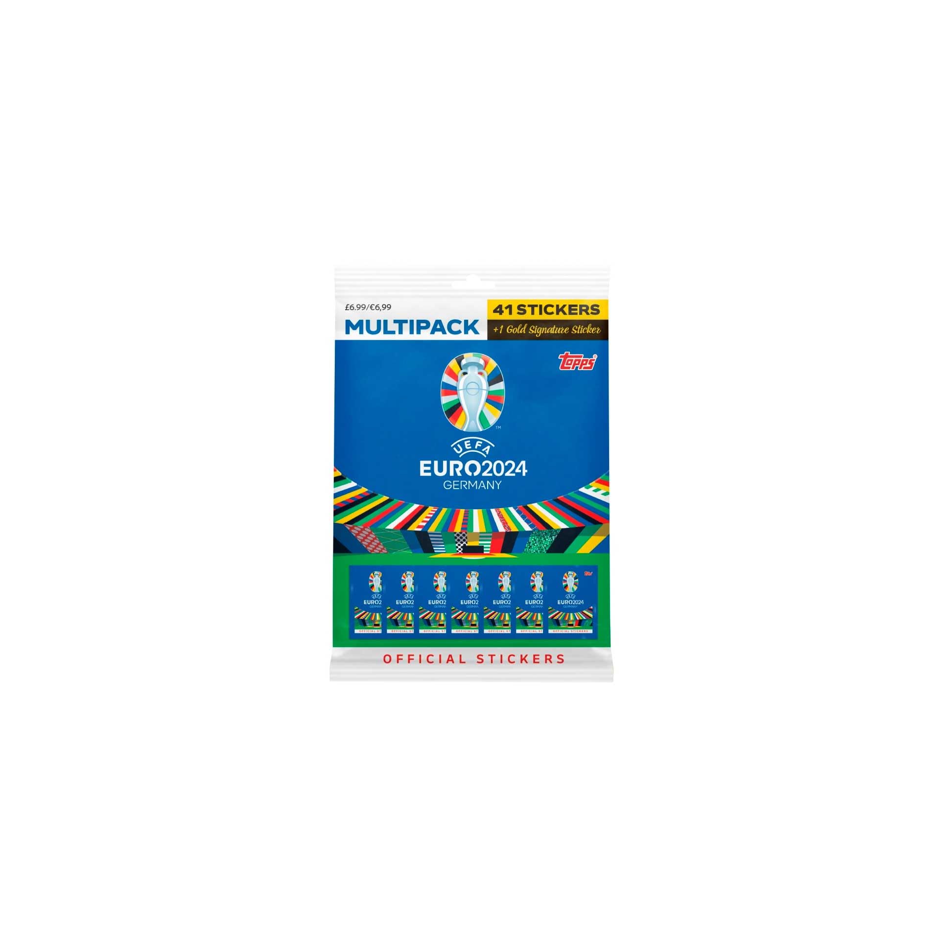 Topps Euro 2024 Sticker Collection - Multipack with 42 Stickers Including Gold Signature Series 1