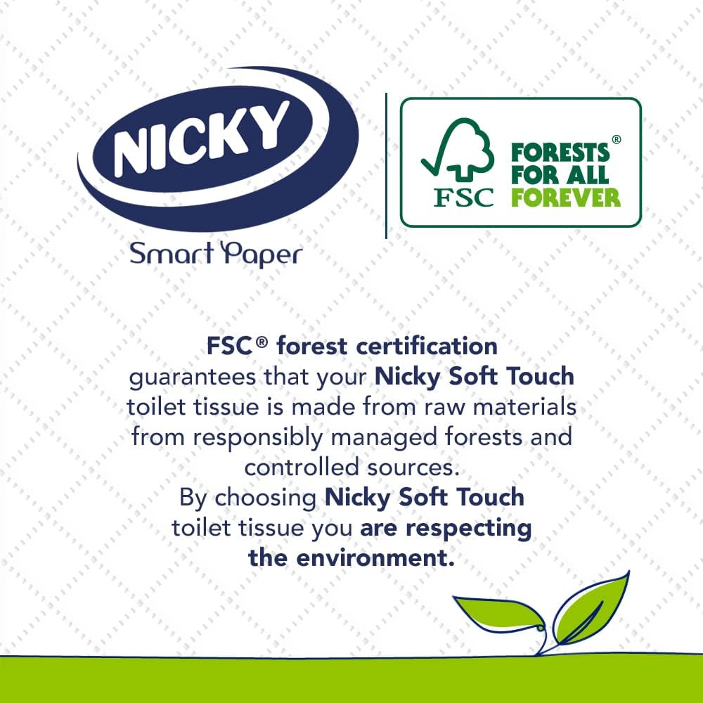 Nicky Soft Touch Toilet Tissue - 32 Rolls, 190 Sheets per Roll, Extra Gentle White Bathroom Tissue 4