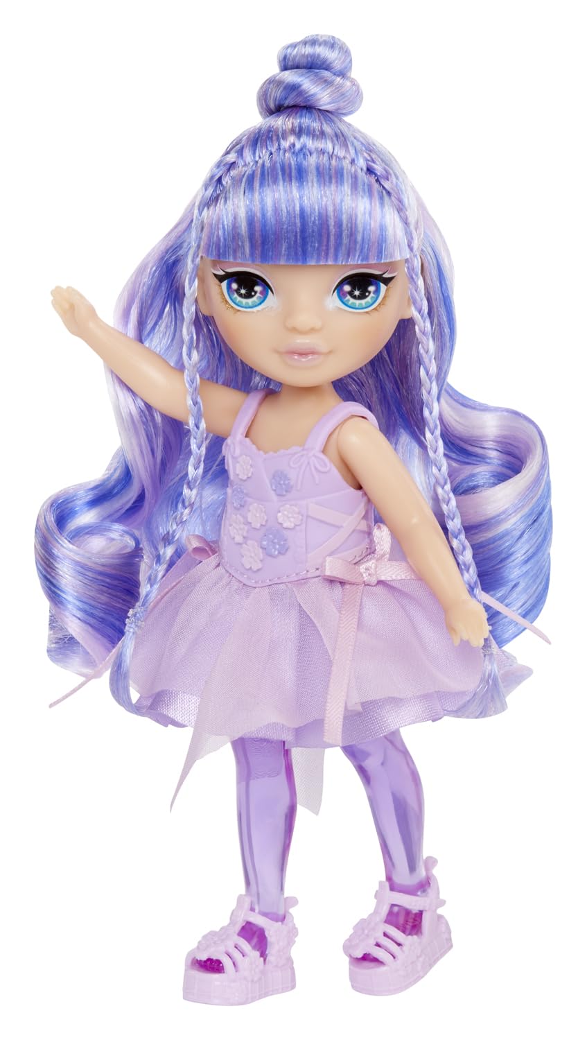 Rainbow High Littles Rainbow Fantasy Fairies & Pet - Amethyst, Purple - 14cm Posable Small Doll & Fantasy Pegasus Unicorn Pet with Interchangeable Fairy Wings, Cute Present for Children 4+