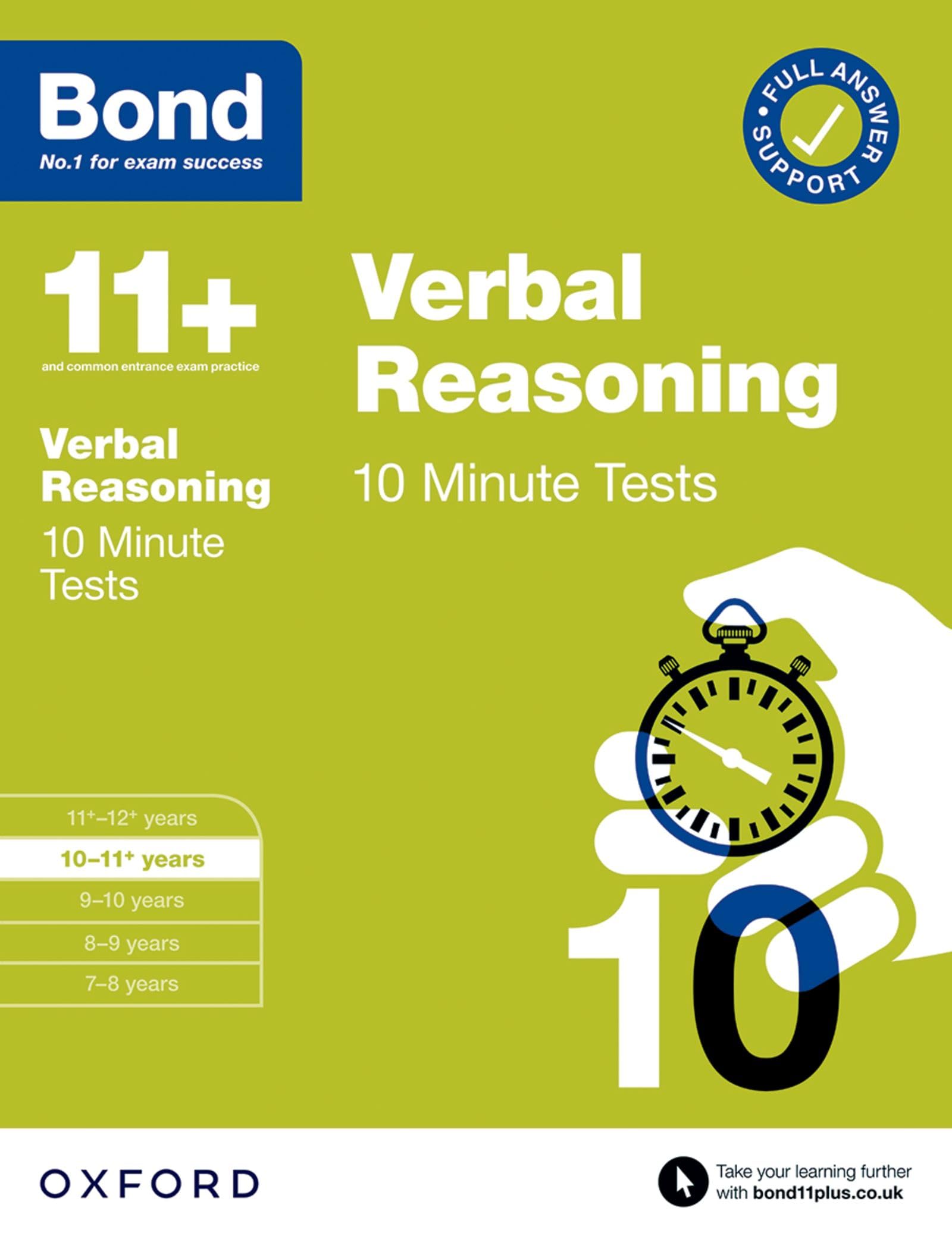Bond 11+ Verbal Reasoning 10 Minute Tests - Ages 10-11 | Paperback | 64 Pages 1