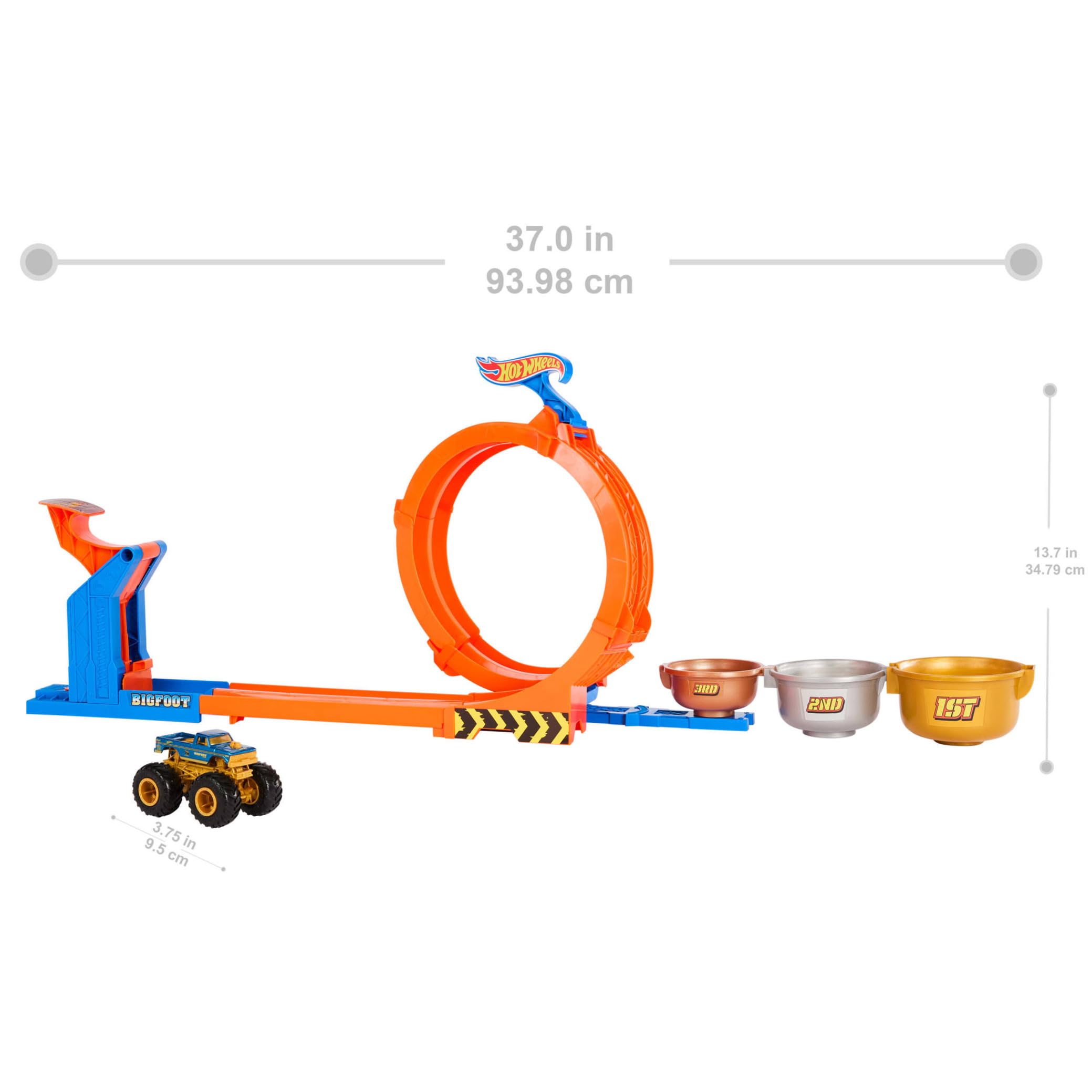 Hot Wheels Monster Trucks Bigfoot 50th Anniversary Loop-And-Flip Trophy Challenge Playset | Ages 4+ 5